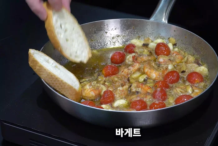 Add shrimp oil to the pan before adding bread.