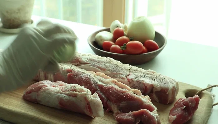 Apply herb salt and rub gently.