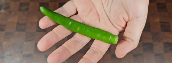 Cut one green pepper into thin strips.