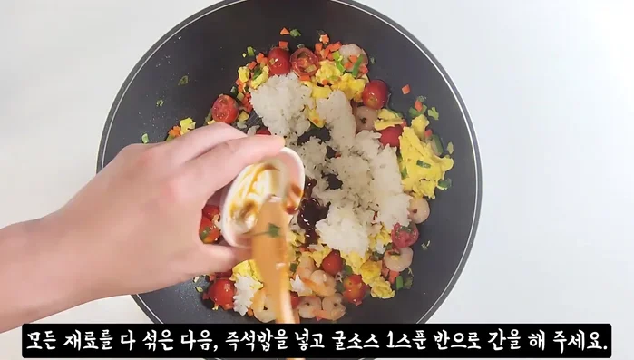 Add tomatoes and stir-fry, pouring oil as you go.