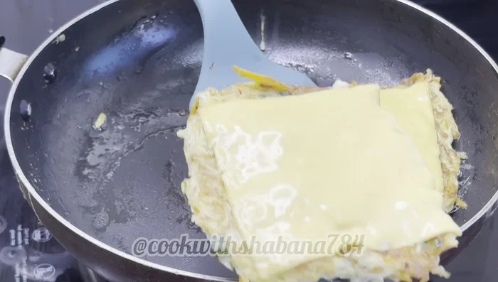 Place a portion of the omelette on each slice of bread. Top with cheese slices, mayonnaise, and another slice of bread (295.24).