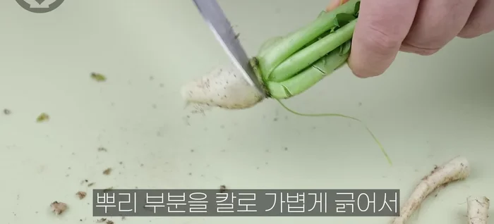 Trim the Chinese cabbage and radishes. Remove any yellow or rotten parts. Cut the radishes in half and into bite-sized pieces. Cut the cabbage into lengths similar to the turnips.