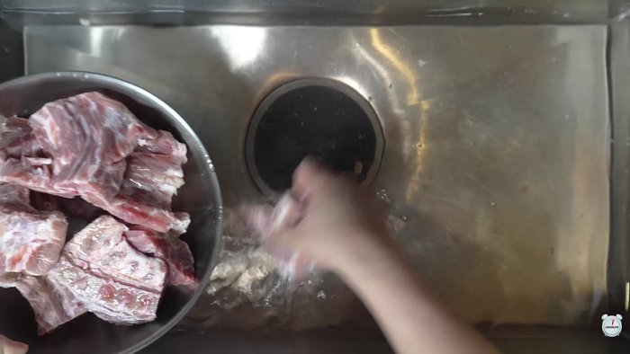 Blanch bones in boiling water for exactly 10 minutes.