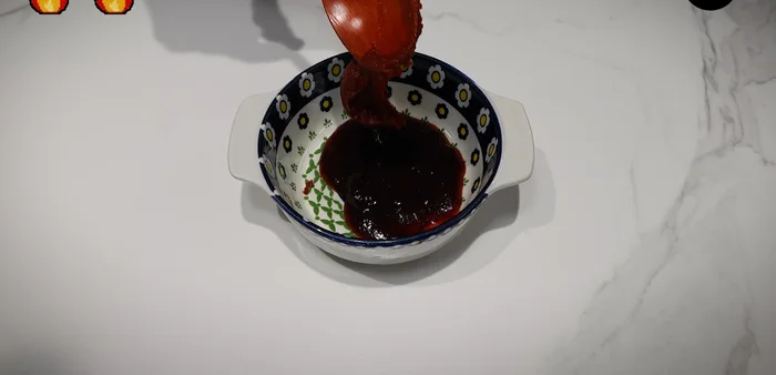 Add 2 spoons of Buldak sauce, ½ spoon of gochujang, ½ spoon of mae-dul, 1 spoon of sugar, and 2-3 spoons of water.