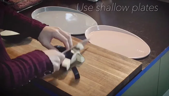 Cut the eggplant into chunks.