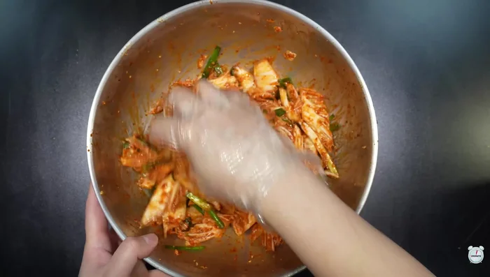 Mix kimchi well and serve.