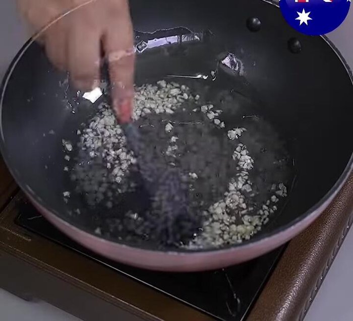 Add 3 eggs and stir gently until fried.