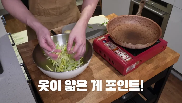 Let the mixture sit for a few minutes to allow excess water to drain. You can use a strainer or add a little more water to prevent sticking.