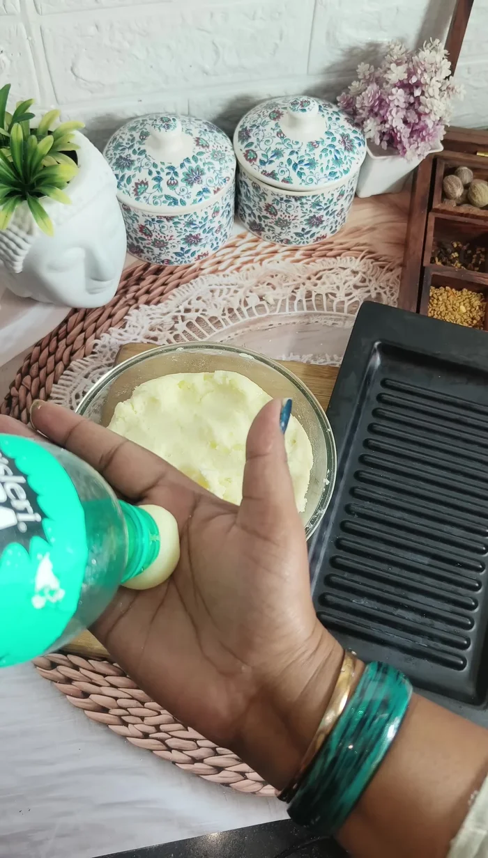 Shape the dough into mushroom-like forms using a bottle.