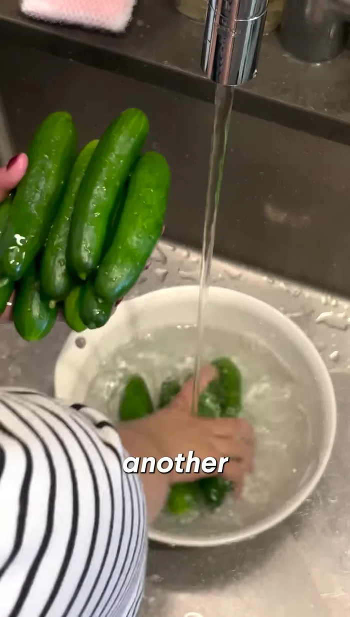 Chop the cucumbers: Chop the cucumbers into bite-sized pieces.