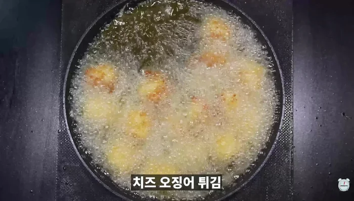 Deep fry until the outside is golden brown.