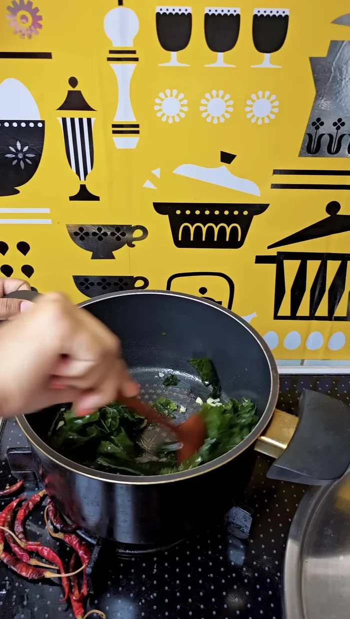 Lightly fry the garlic for four to five minutes.