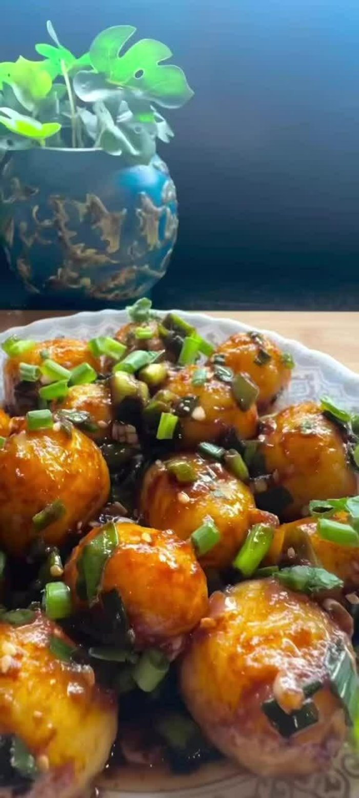 Boil the potatoes until tender.