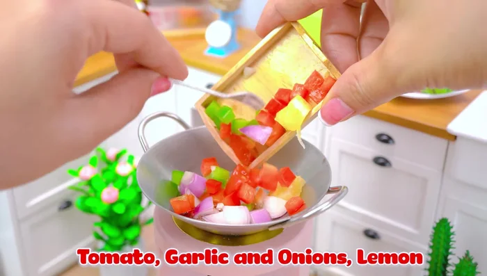 Add garlic, tomato, garlic, and onion.