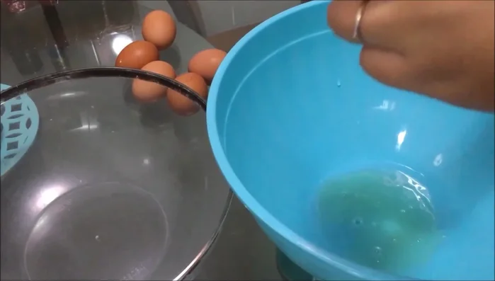 Separate egg yolks and whites into different bowls. Make sure no yolk gets into the egg white bowl.