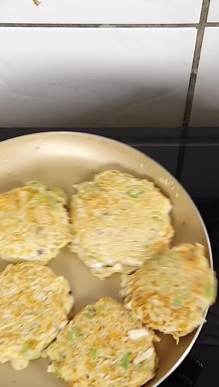 Cook for a minute or two per side, until the pancake is cooked through and the vegetables are crispy.