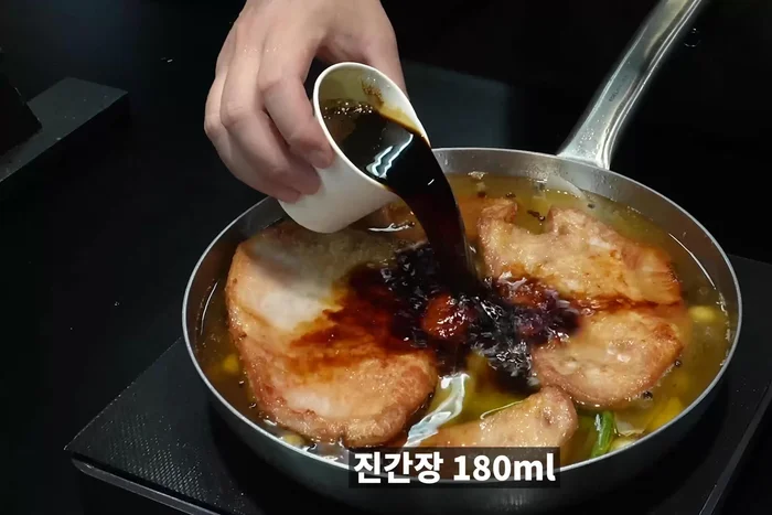 Add soy sauce, rice wine, corn syrup, and castor sugar.